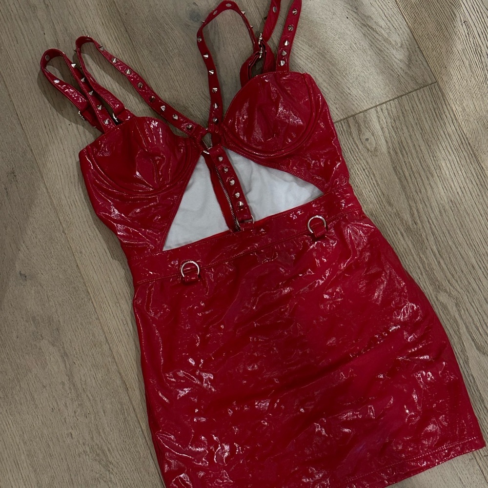 Dolls Kill Horoscopez Prove Me Wrong Vinyl Mini Dress S Patent Leather Bodycon